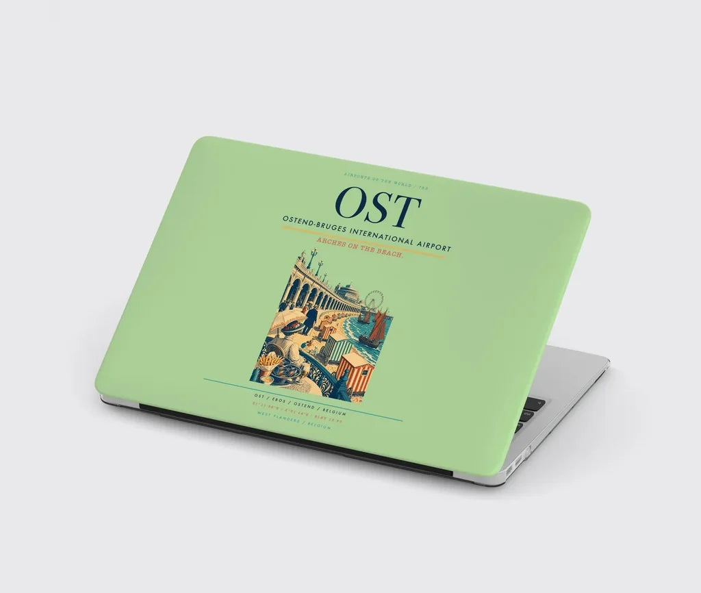 Ostend-Bruges International Airport (OST) design on light green MacBook case