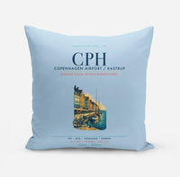 Thumbnail for Copenhagen Airport Kastrup (CPH) design on light blue pillow