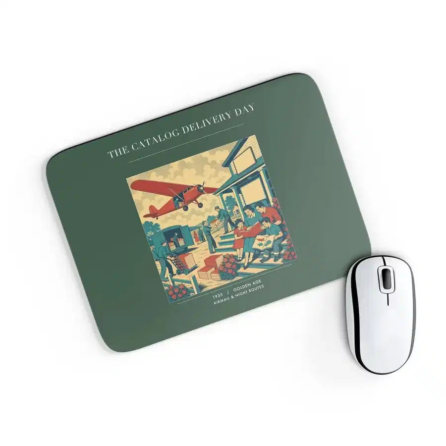VINTAGE G4412 - The Catalog Delivery Day - Designed Mouse Pads design on darkgreen rectangle