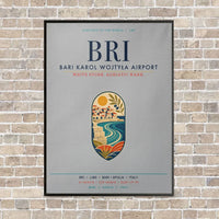 Thumbnail for Bari Karol Wojtyła Airport BRI vertical canvas print - framed - light gray background