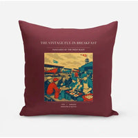 Thumbnail for VINTAGE G4487 - The Vintage Fly-In Breakfast - Designed Pillows design on darkred