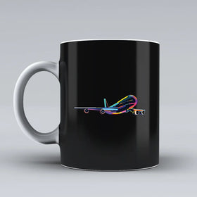 Multicolor Airplane Ceramic White Mugs