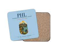 Thumbnail for Philadelphia International Airport (PHL) design on light blue 1 piece coaster