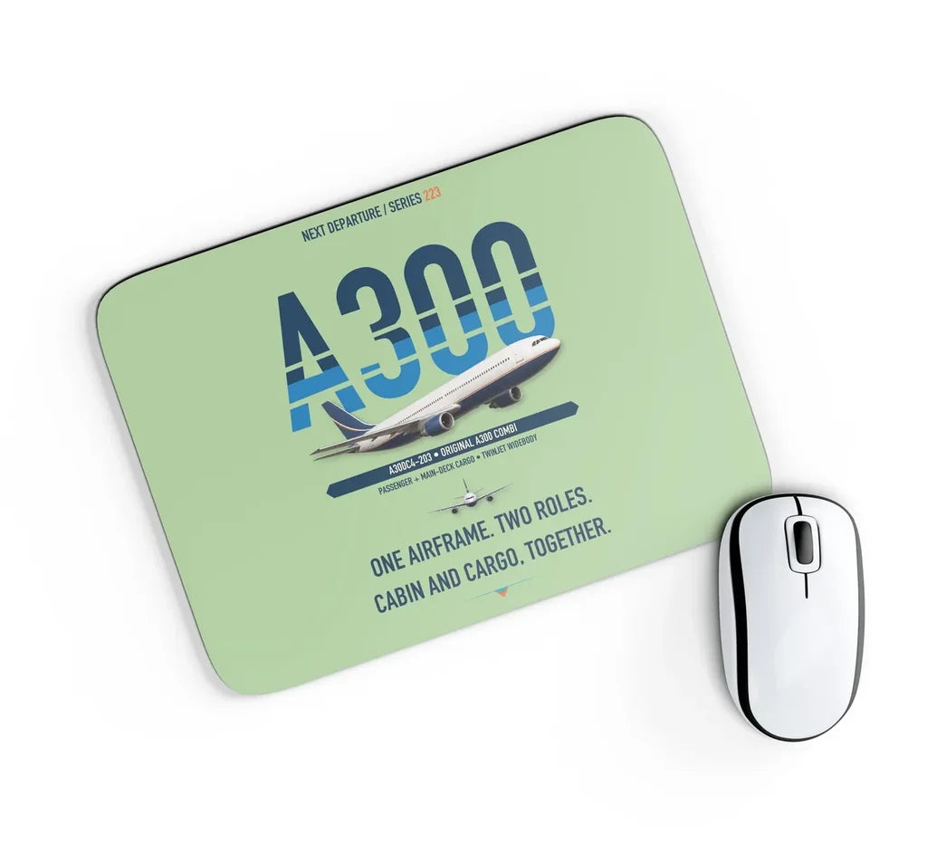 Airbus A300C4-203 design on light green rectangle mouse pad