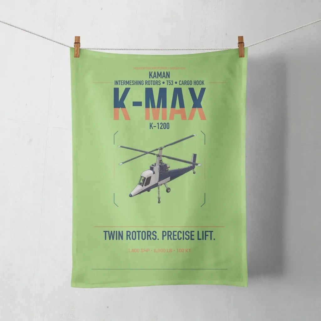 Kaman K-1200 K-MAX design on light green towel