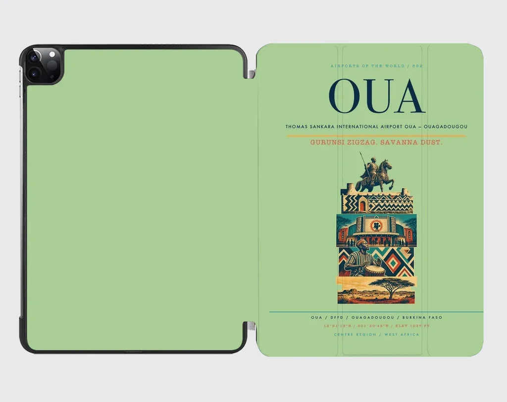 Thomas Sankara International Airport (OUA) design on light green ipad tablet case
