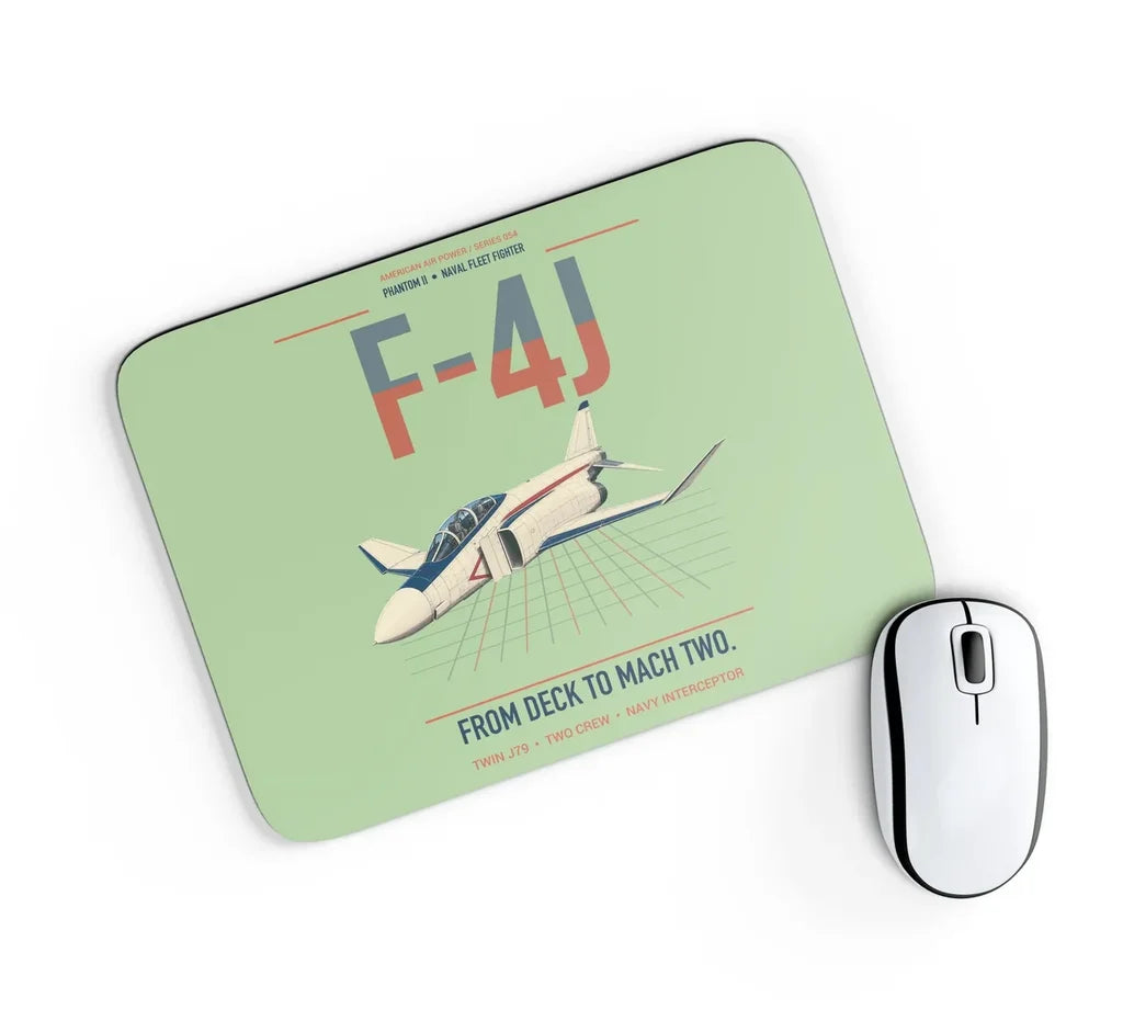 F-4J Phantom II design on light green rectangle mouse pad
