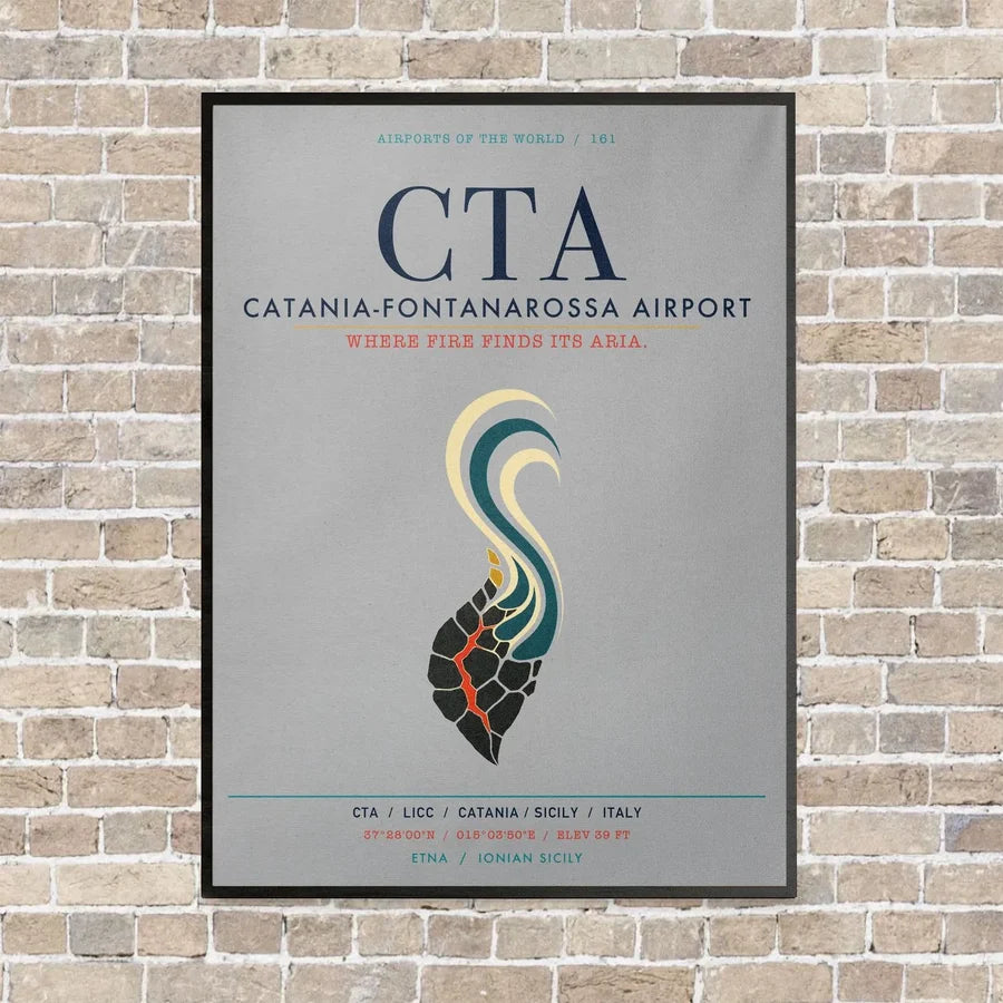Catania-Fontanarossa Airport CTA vertical canvas print - framed - light gray background