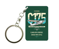 Thumbnail for Cessna 175 Skylark design on dark green designed key chain, double-side print