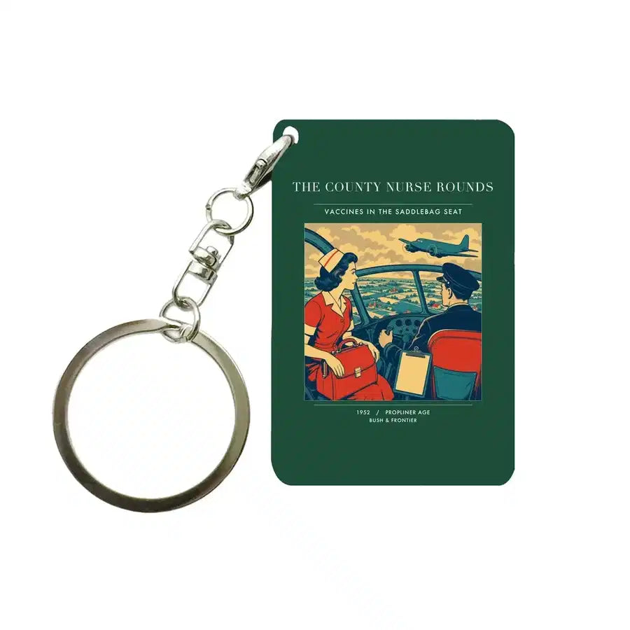 VINTAGE G4481 - The County Nurse Rounds - Designed Key Chain design on darkgreen