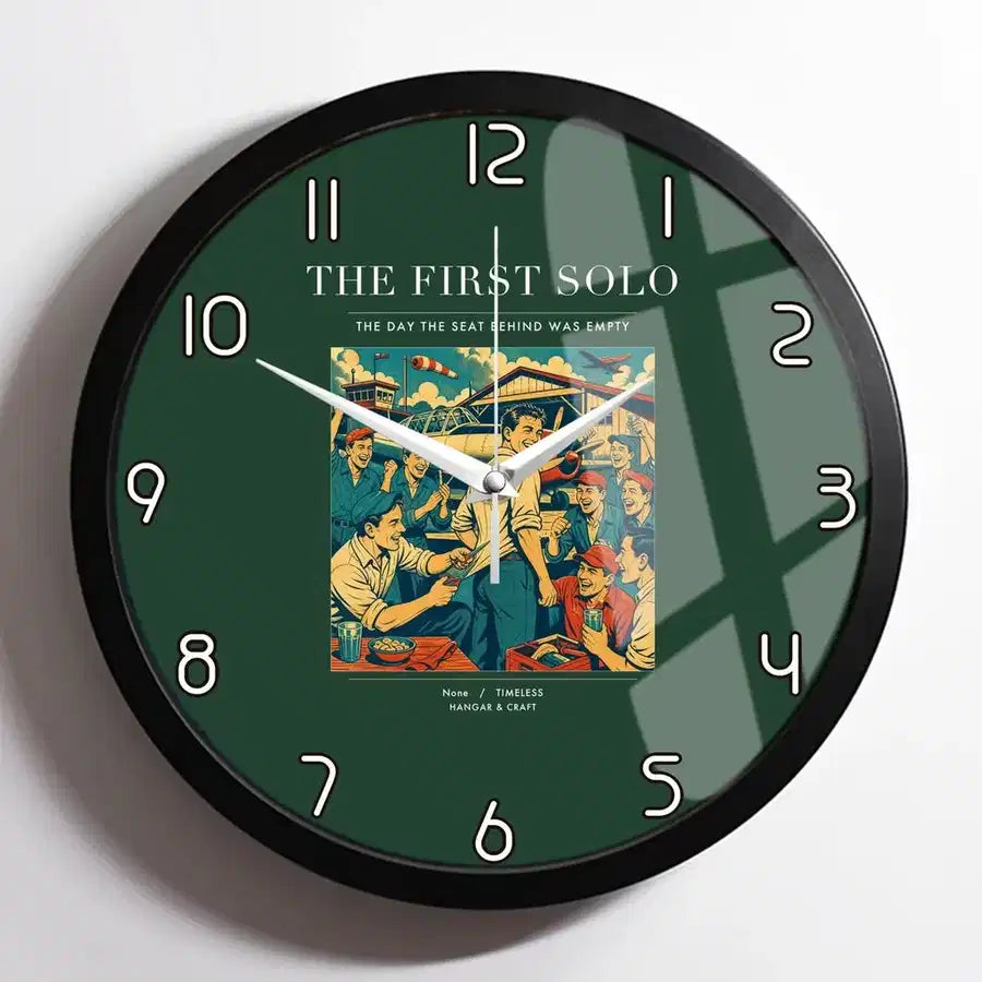VINTAGE G4144 - The First Solo - Designed Wall Clocks design on darkgreen framed