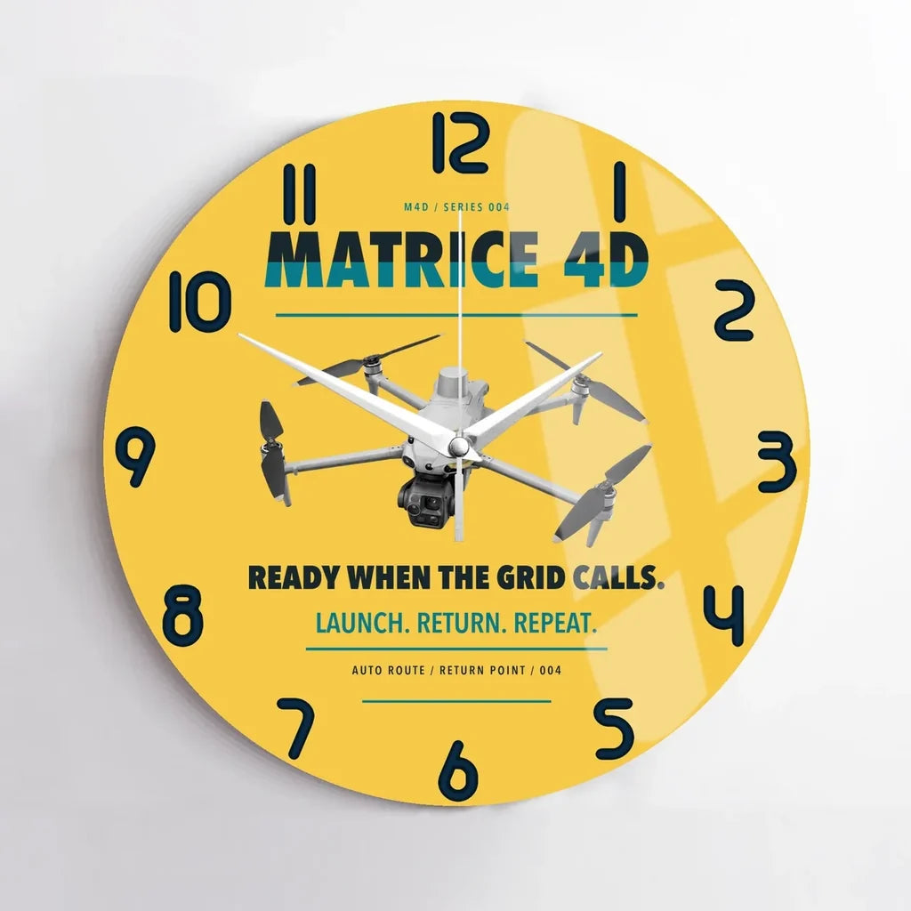DJI Matrice 4D design on yellow no frame wall clock