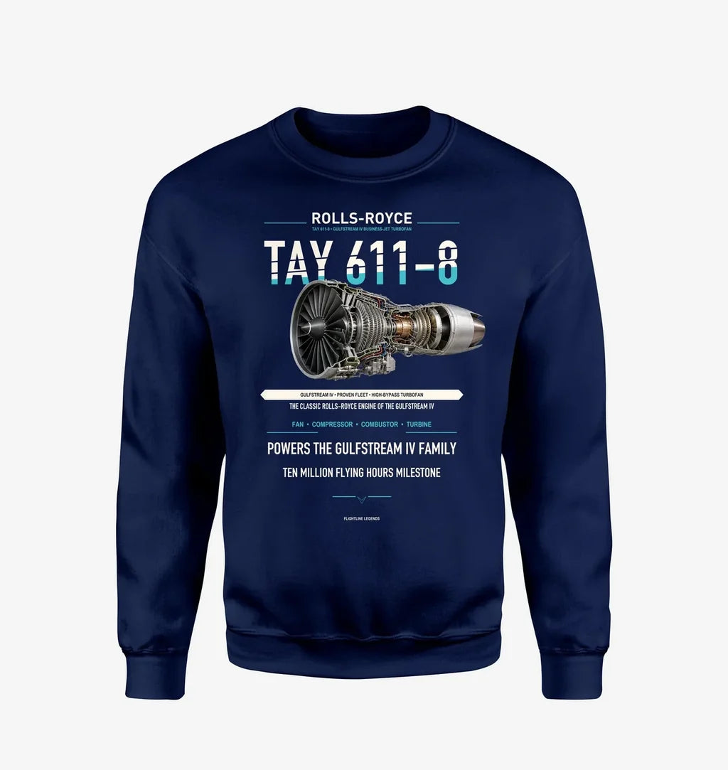 TAY 611-8 design on navy blue sweatshirt