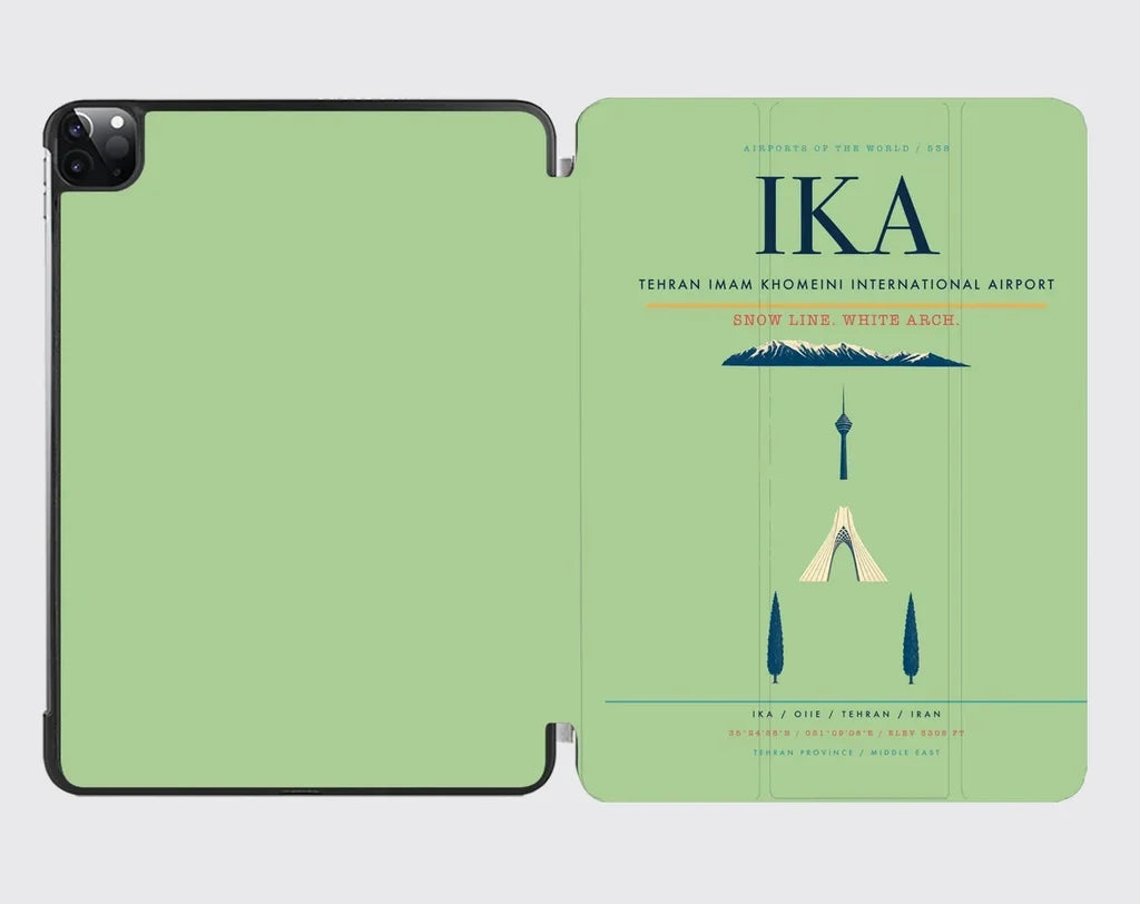 Tehran Imam Khomeini International Airport (IKA) design on light green ipad tablet case