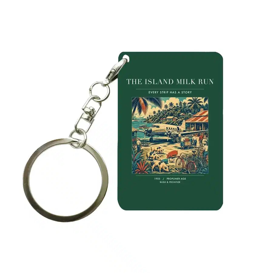 VINTAGE G4084 - The Island Milk Run - Designed Key Chain design on darkgreen