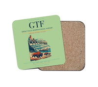 Thumbnail for Great Falls International Airport (GTF) design on light green 1 piece coaster