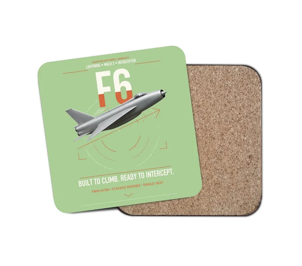 English Electric Lightning F6 design on light green 1 piece coaster