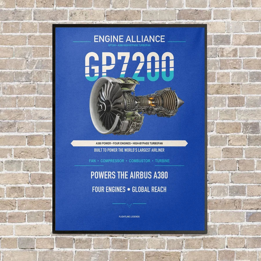 GP7200 vertical canvas print - framed - blue background