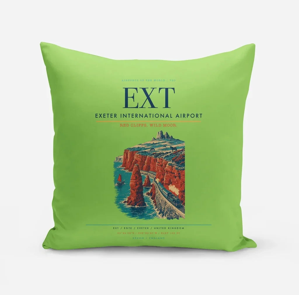 Exeter International Airport (EXT) design on light green pillow