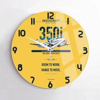 Thumbnail for Beechcraft King Air 350i design on yellow no frame wall clock