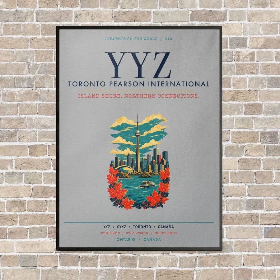 Toronto Pearson International Airport YYZ vertical canvas print - framed - light gray background