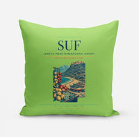 Thumbnail for Lamezia Terme International Airport (SUF) design on light green pillow