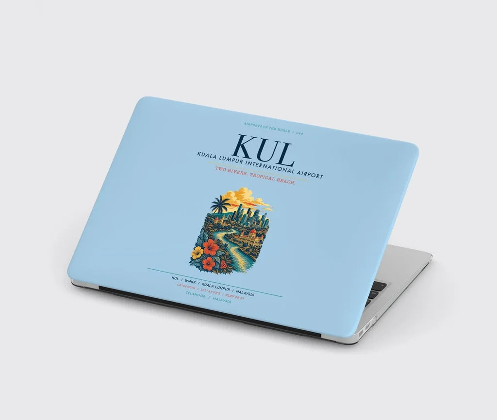 Kuala Lumpur International Airport (KUL) design on light blue MacBook case