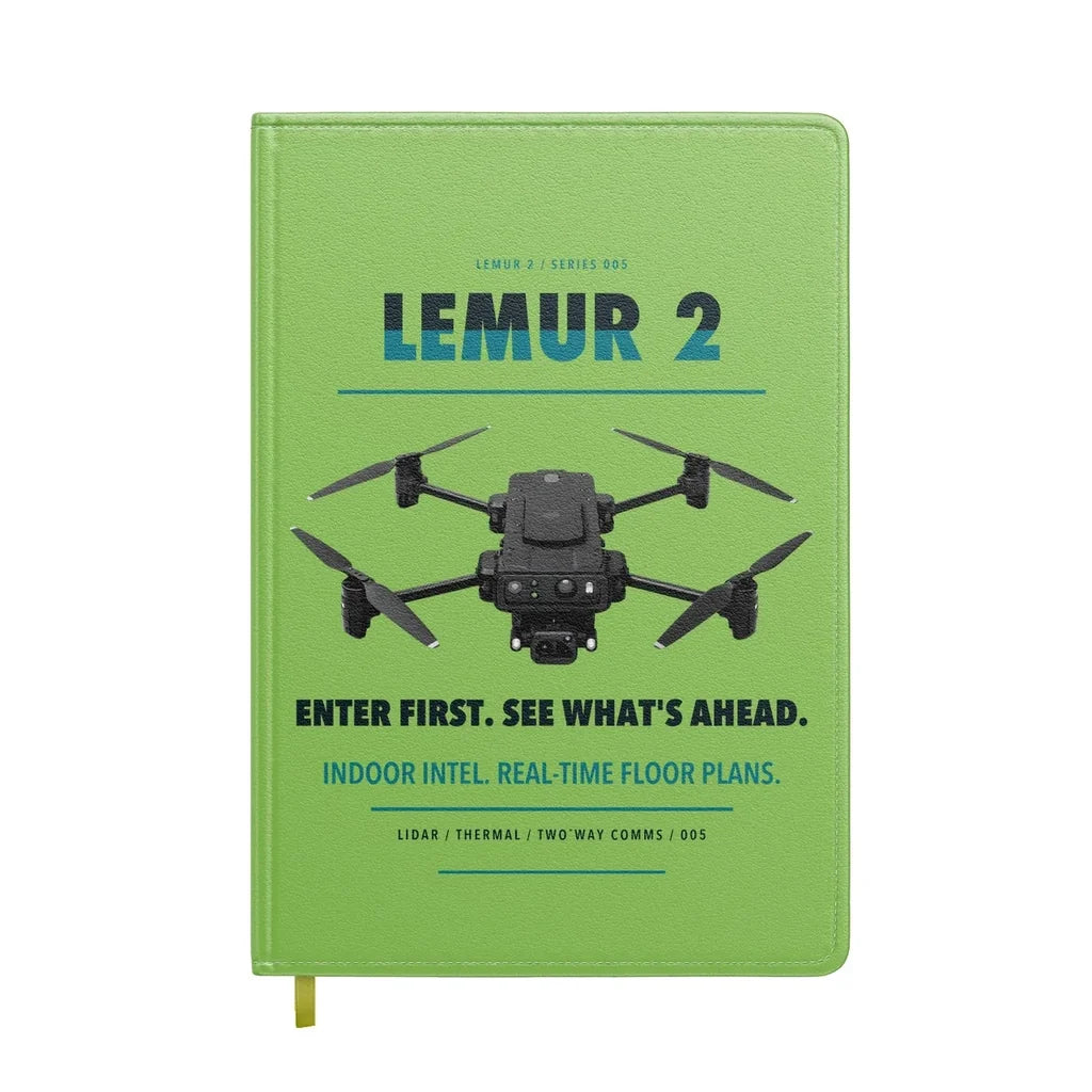 BRINC LEMUR 2 design on light green notebook