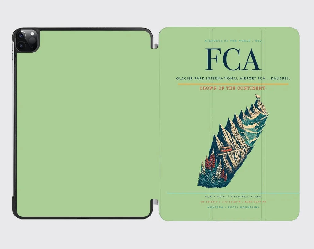 Glacier Park International Airport (FCA) design on light green ipad tablet case