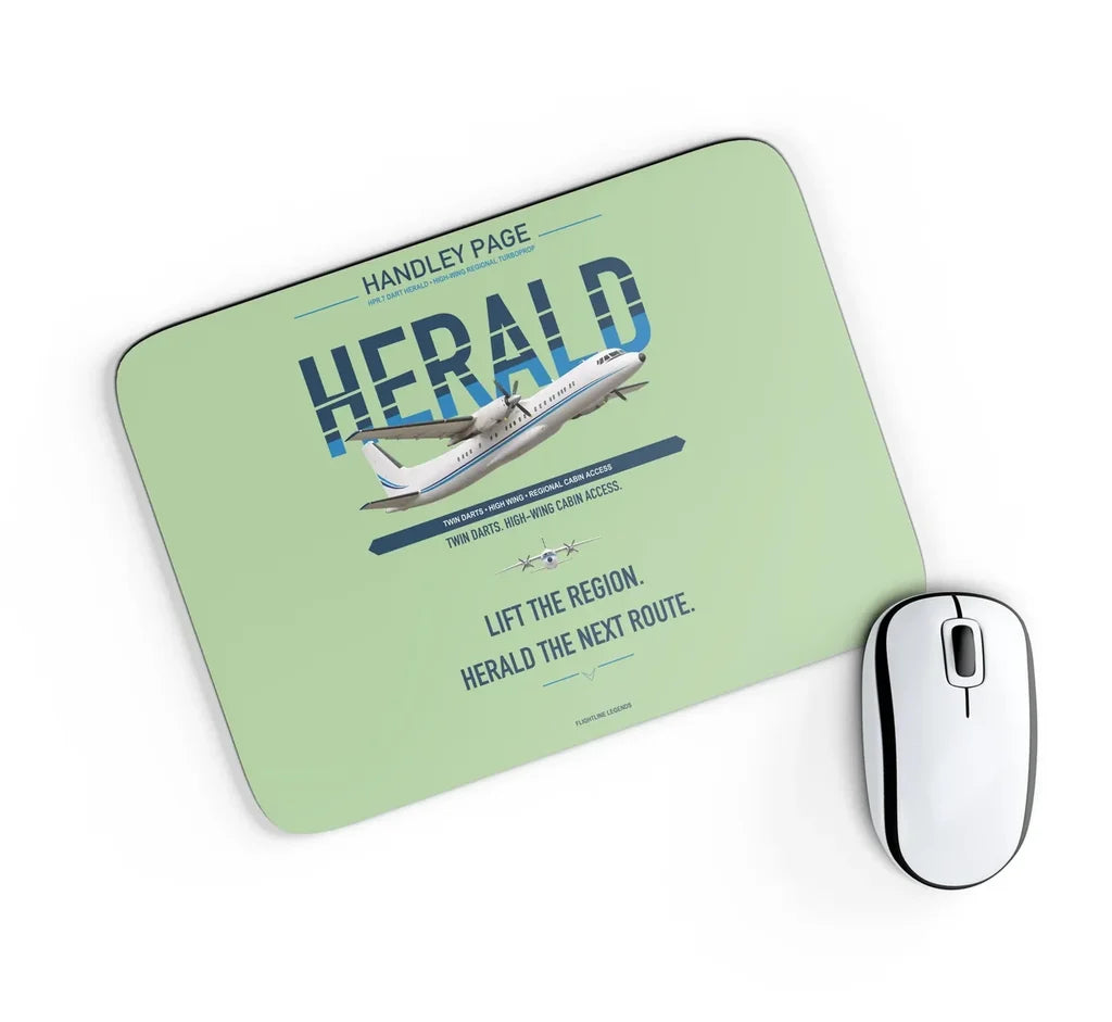 Handley Page HPR.7 Dart Herald design on light green rectangle mouse pad