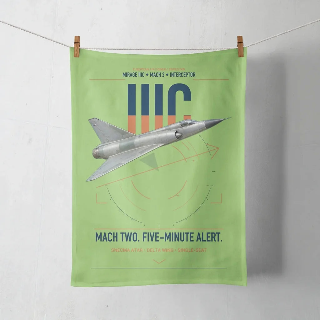 Dassault Mirage IIIC design on light green towel