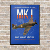 Thumbnail for Hawker Hurricane Mk I vertical canvas print - framed - blue background
