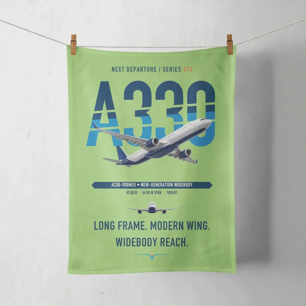 Airbus A330-900neo design on light green towel