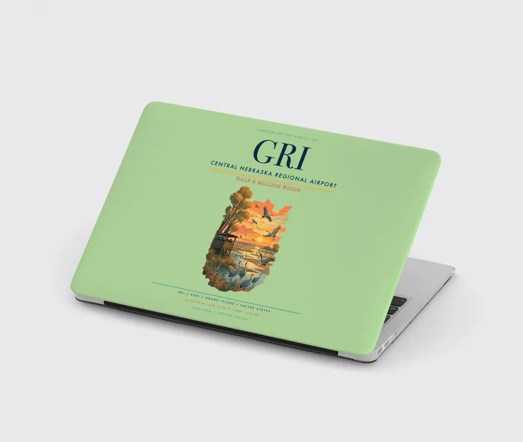Central Nebraska Regional Airport (GRI) design on light green MacBook case