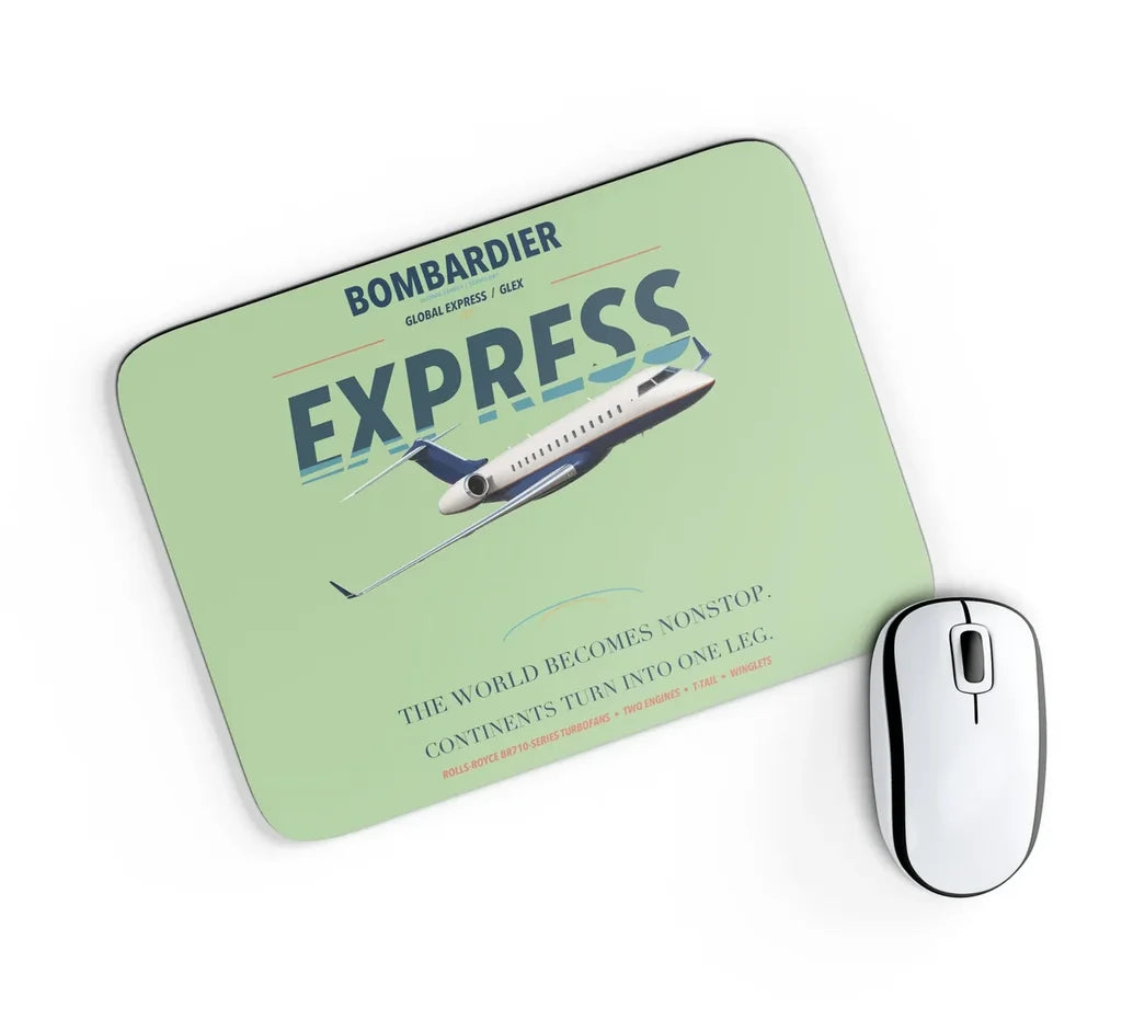 Bombardier Global Express design on light green rectangle mouse pad