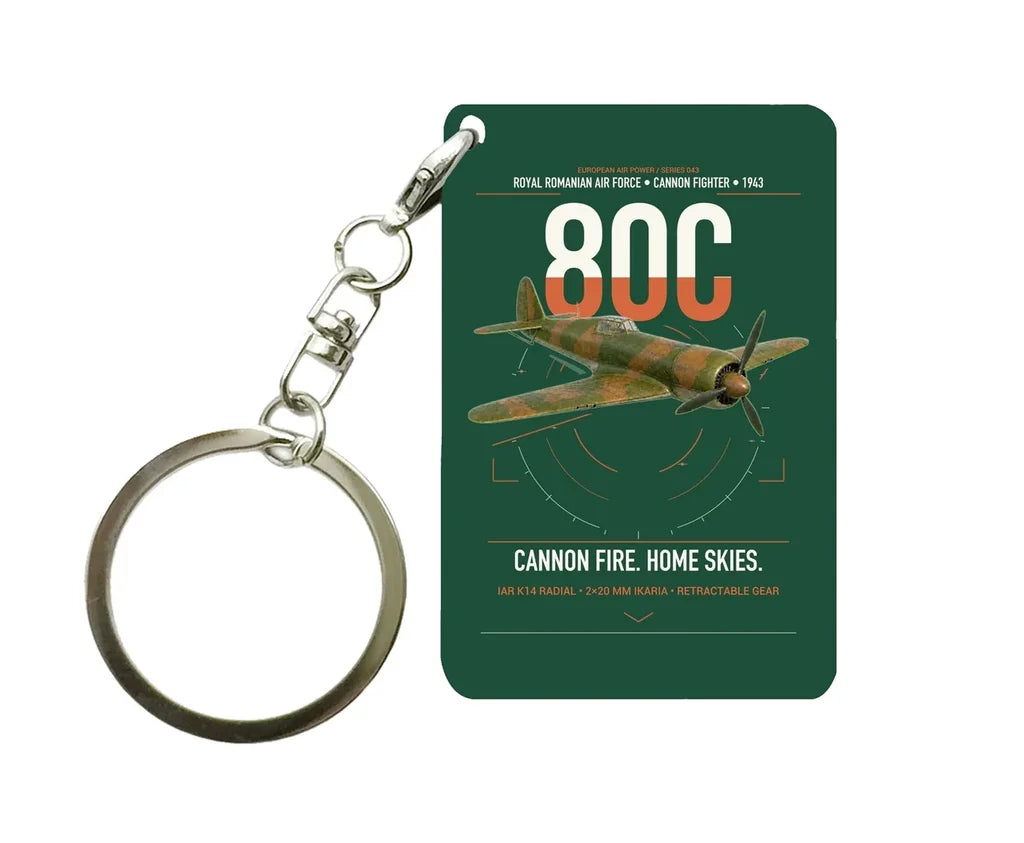 IAR 80C design on dark green designed key chain, double-side print
