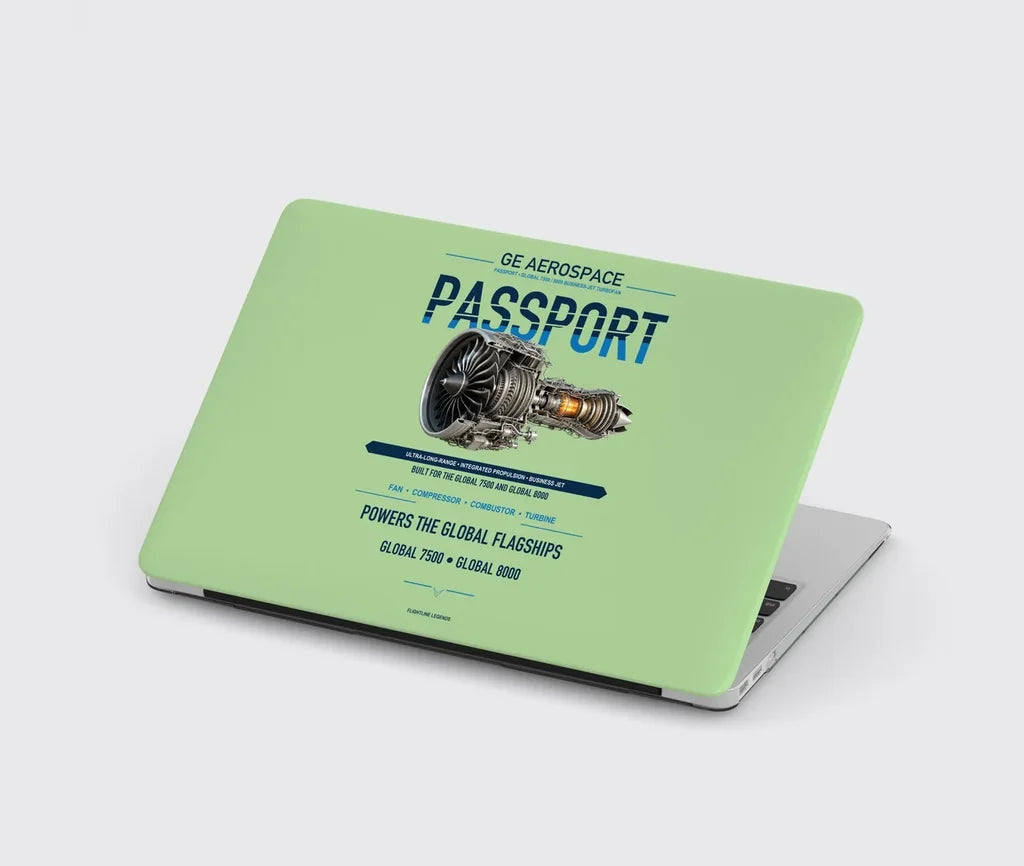 PASSPORT design on light green MacBook case