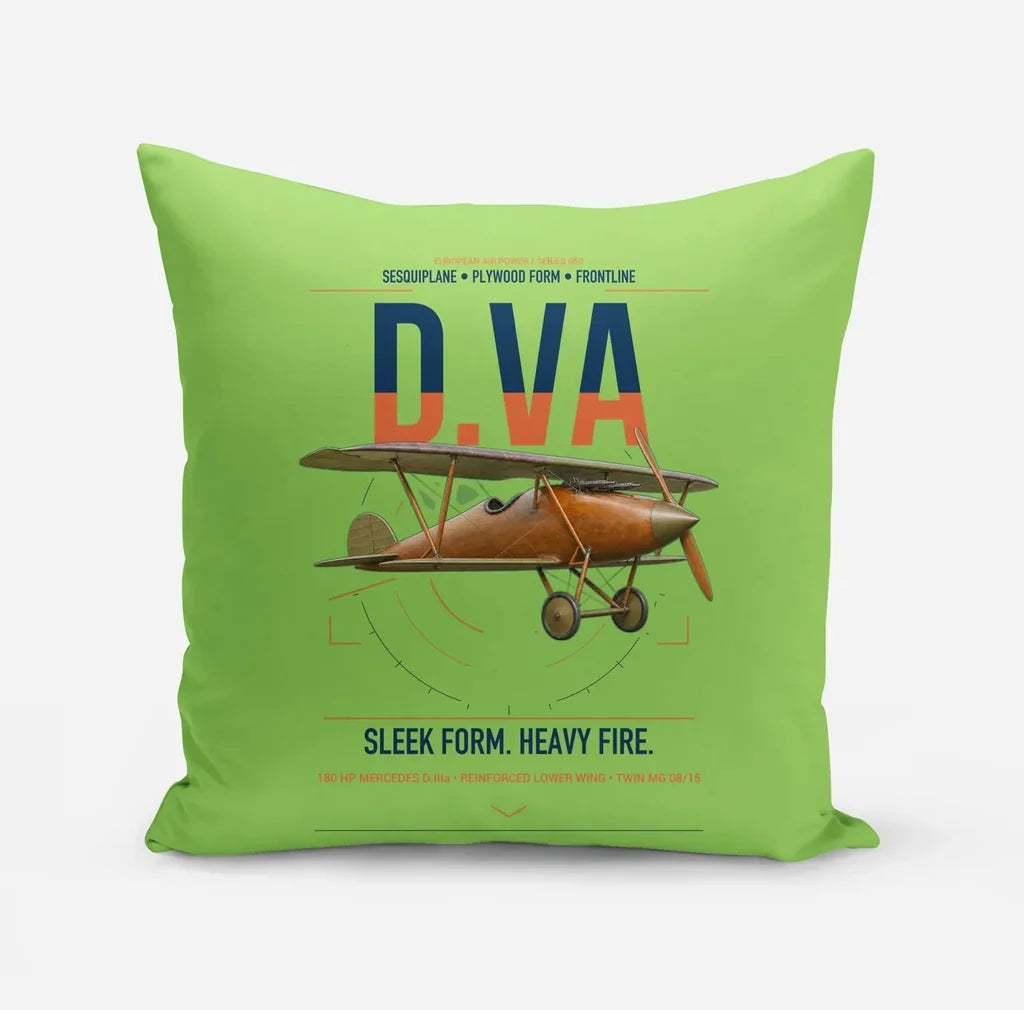 Albatros D.Va design on light green pillow