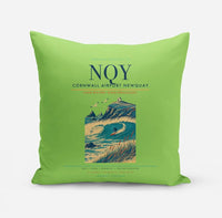 Thumbnail for Cornwall Airport Newquay (NQY) design on light green pillow