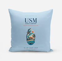 Thumbnail for Samui Airport Koh Samui (USM) design on light blue pillow