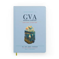 Thumbnail for Geneva Airport (GVA) design on light blue notebook