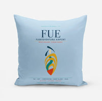 Thumbnail for Fuerteventura Airport (FUE) design on light blue pillow