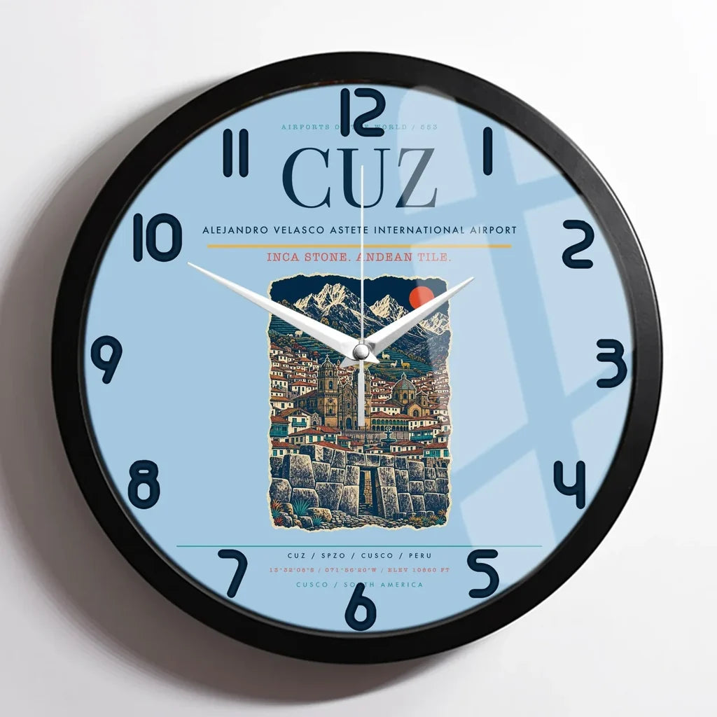 Alejandro Velasco Astete International Airport CUZ Wall-Clock Framed - Light Blue