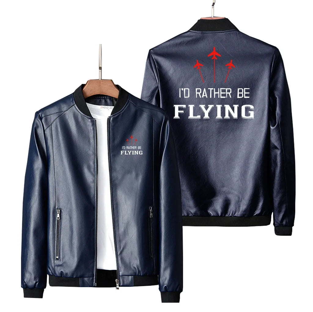 I'd Rather Be Flying Leather Jacket - view 4