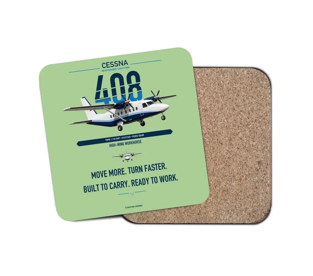 Cessna 408 SkyCourier design on light green 1 piece coaster