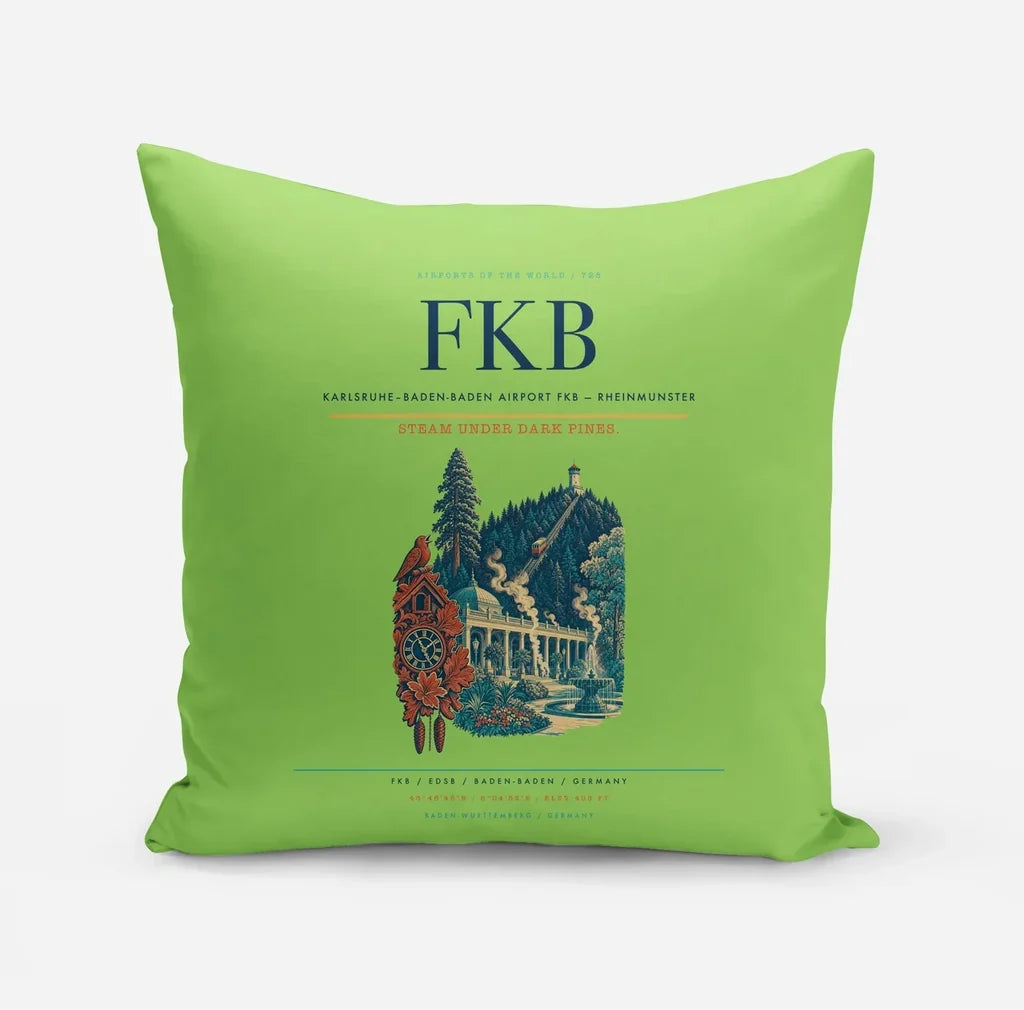 Karlsruhe–Baden-Baden Airport (FKB) design on light green pillow