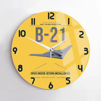 Thumbnail for B-21 Raider design on yellow no frame wall clock