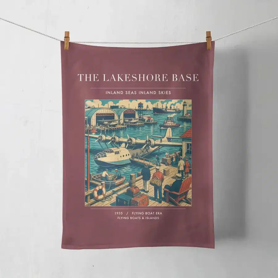 VINTAGE G4071 - The Lakeshore Base - Designed Towels design on darkred
