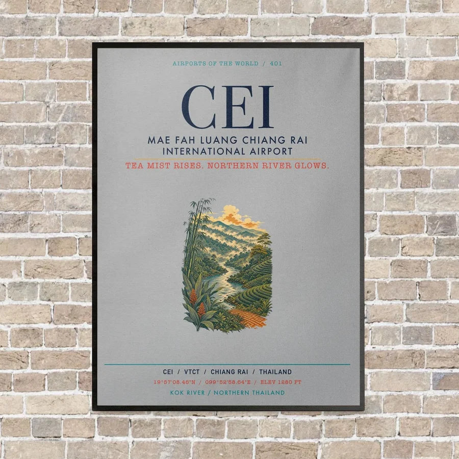 Mae Fah Luang Chiang Rai International Airport CEI vertical canvas print - framed - light gray background
