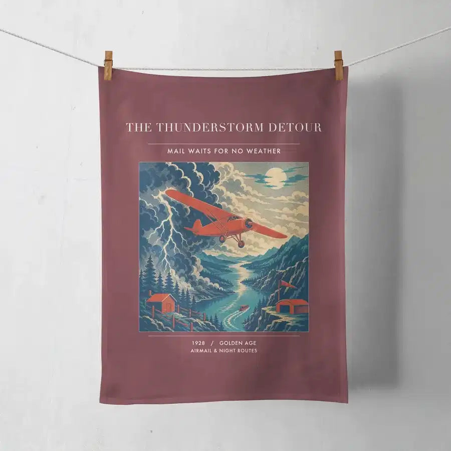 VINTAGE G4148 - The Thunderstorm Detour - Designed Towels design on darkred